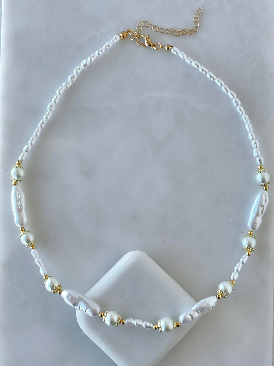 Gold Detaylı Zarif İnci Kolye Gold