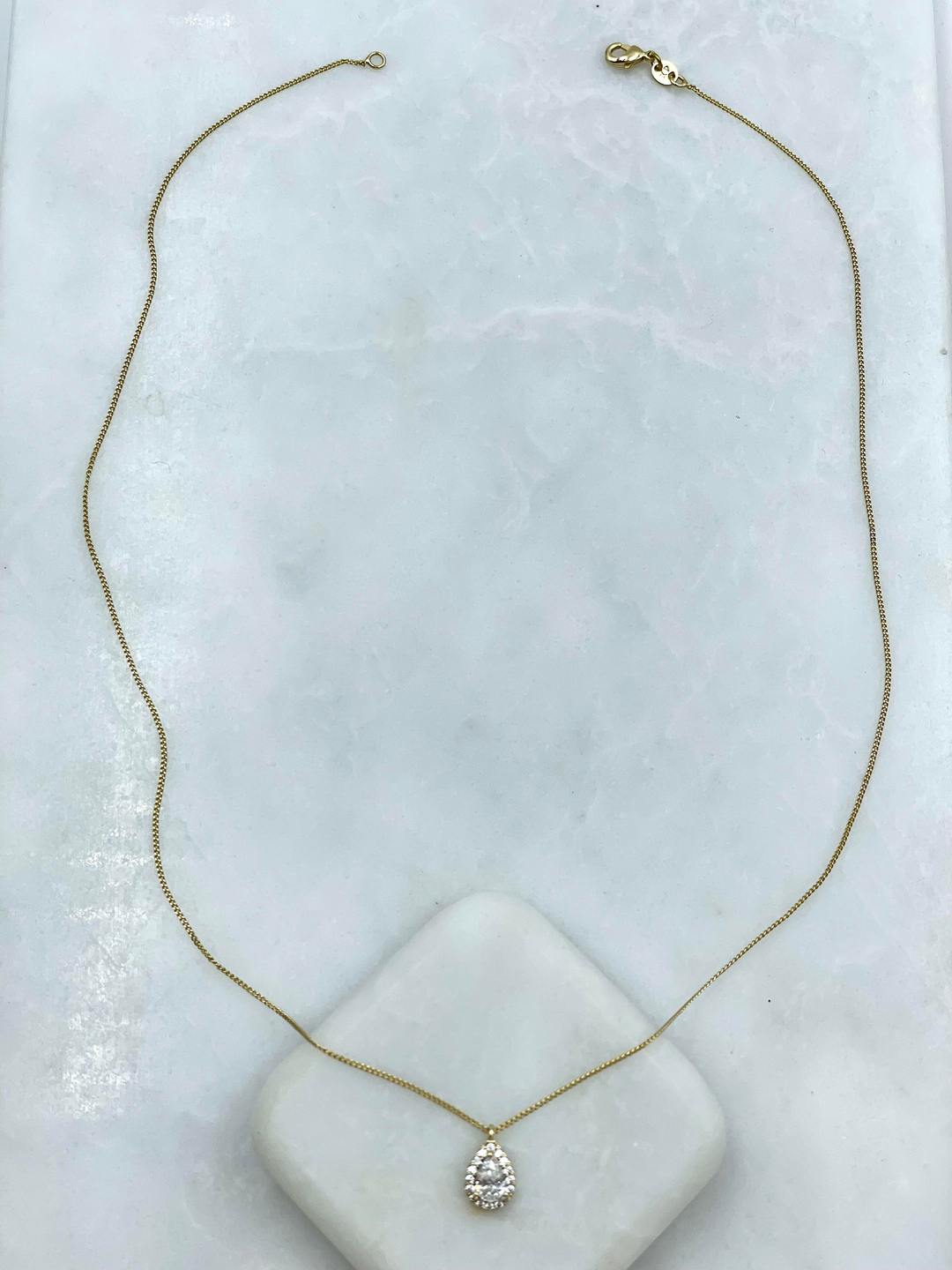 Özel Seri Minimal Damla Kristal Kolye 45 cm Gold