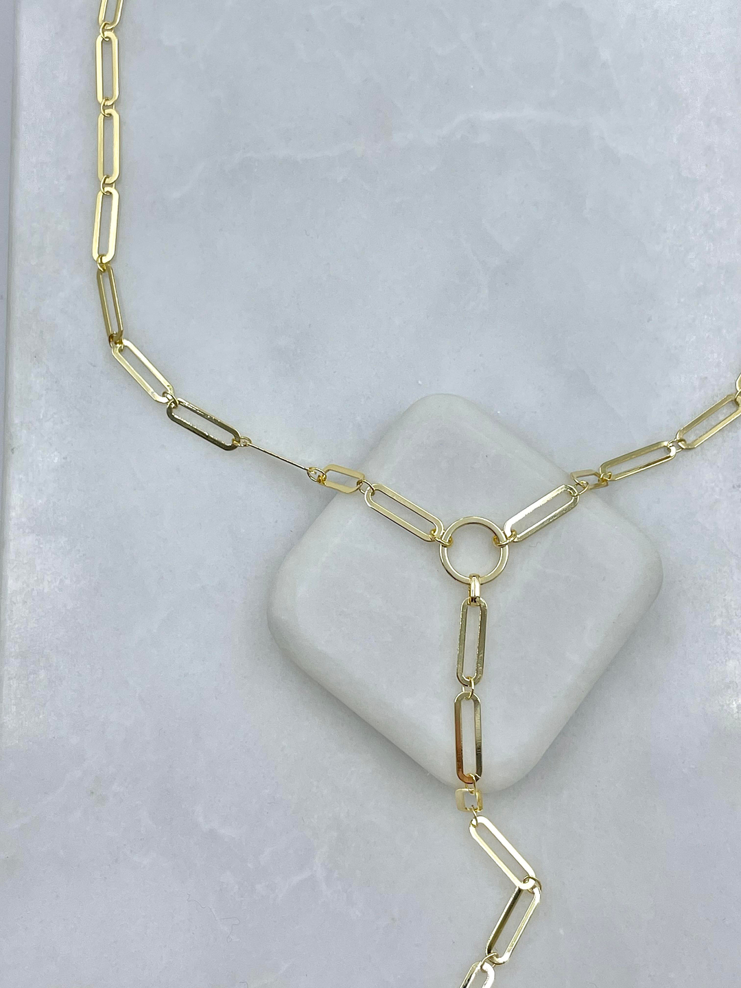 Altın Kaplama Ataç Model Y Kolye Gold