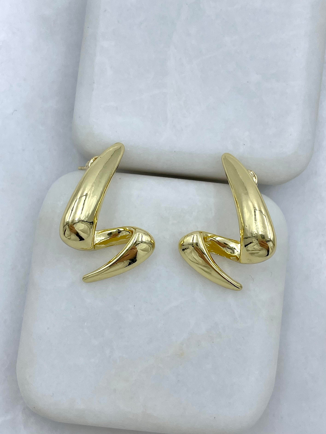 Altın Kaplama Dalga Küpe Gold