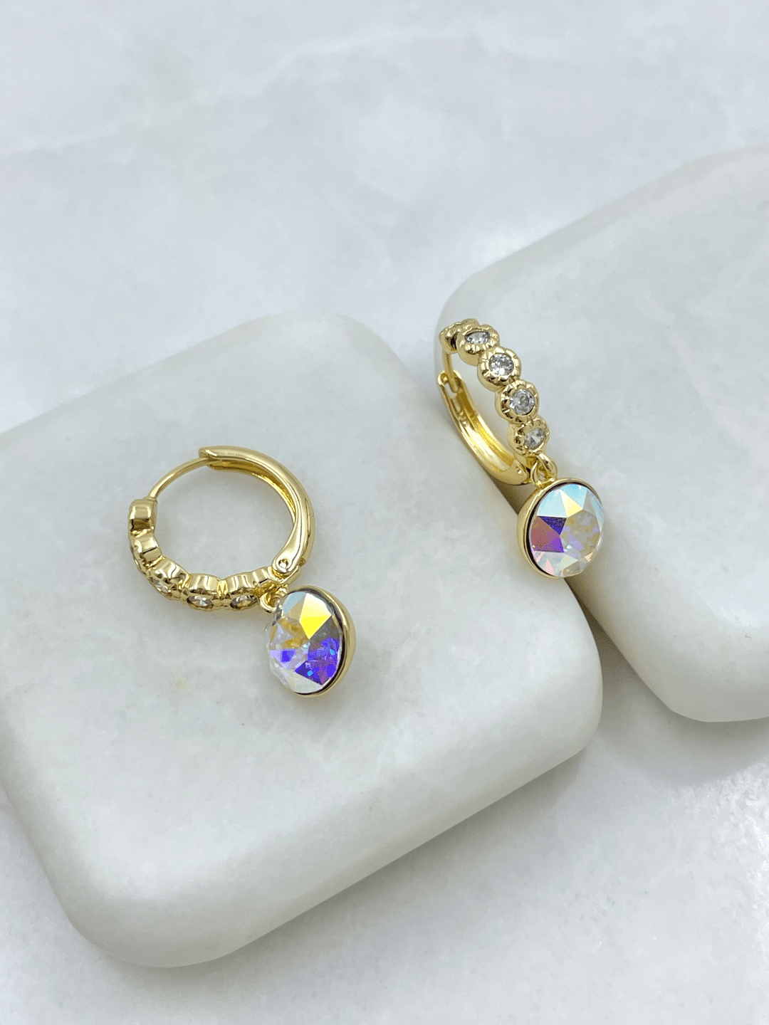 Özel Seri Swarovski Taş Sallantılı Halka Küpe Gold