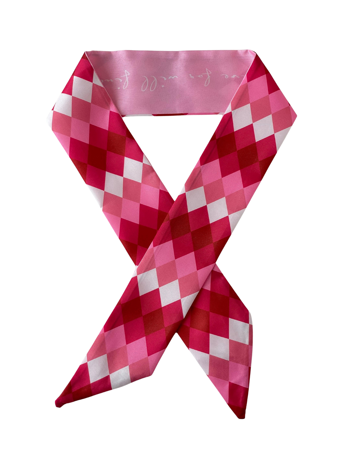 Baklava Desenli Pembe Bandana Fular Renkli