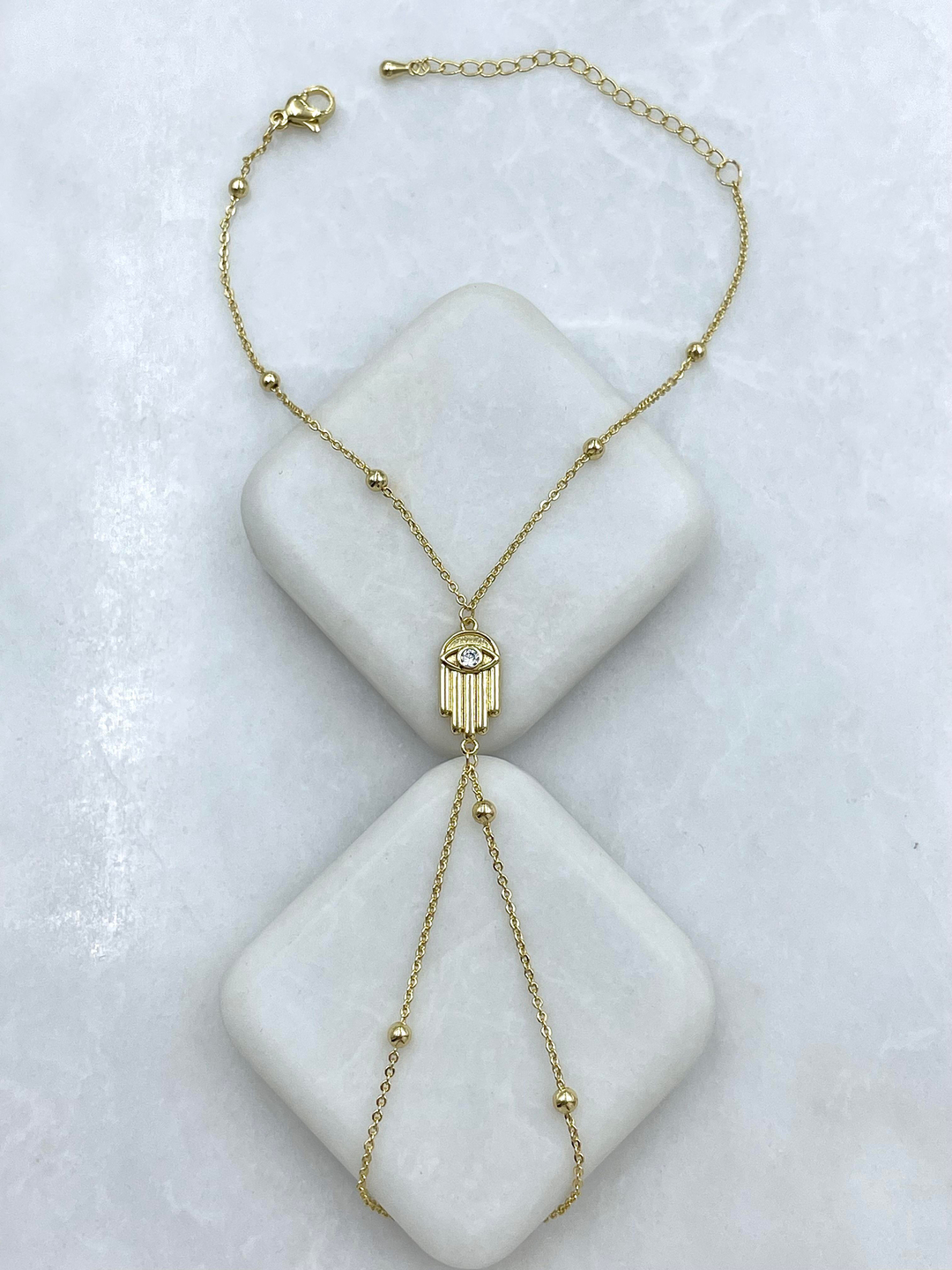 Altın Kaplama Fatma Ana Eli Model Topçuk Zincir Şahmeran Gold