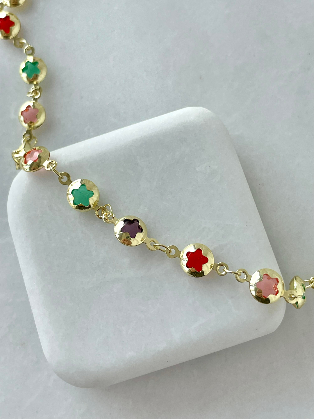 Altın Kaplama Renkli Kristal Yıldız Kolye 70 cm Gold