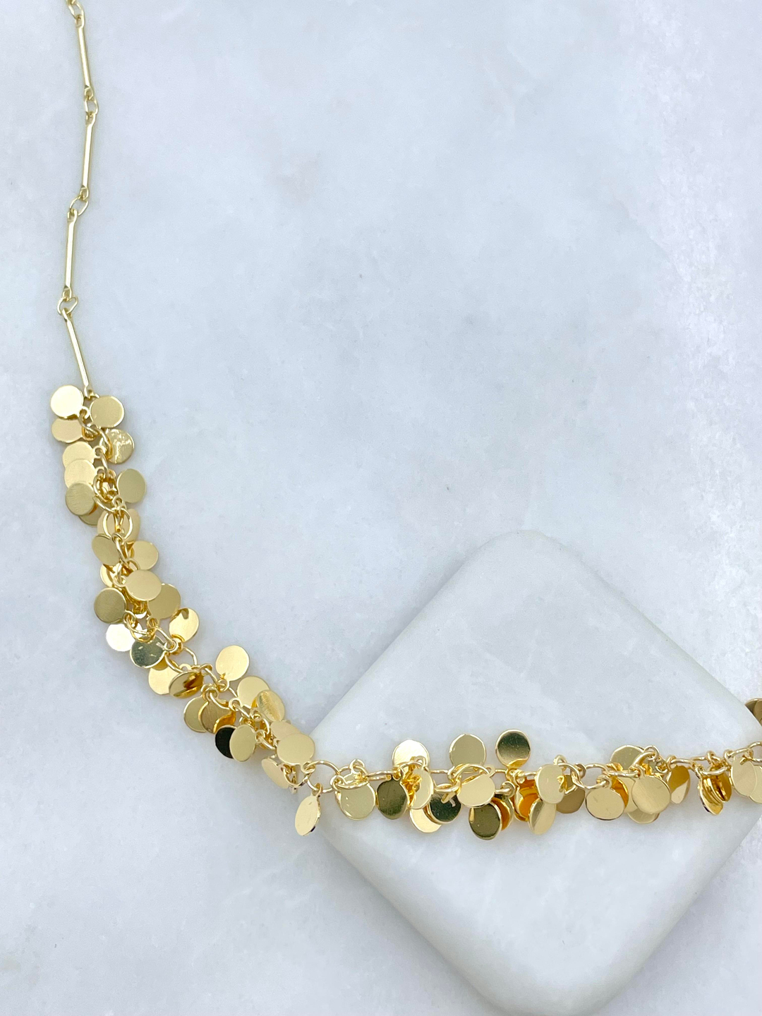 Altın Kaplama Pul Daire Sallantılı Boru Zincir Kolye 60 cm Gold