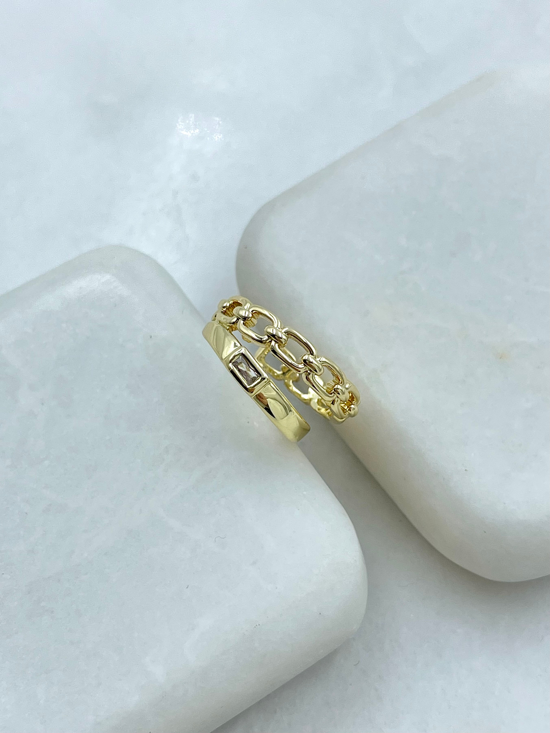 Altın Kaplama Zincir Model Kıkırdak Küpe Gold