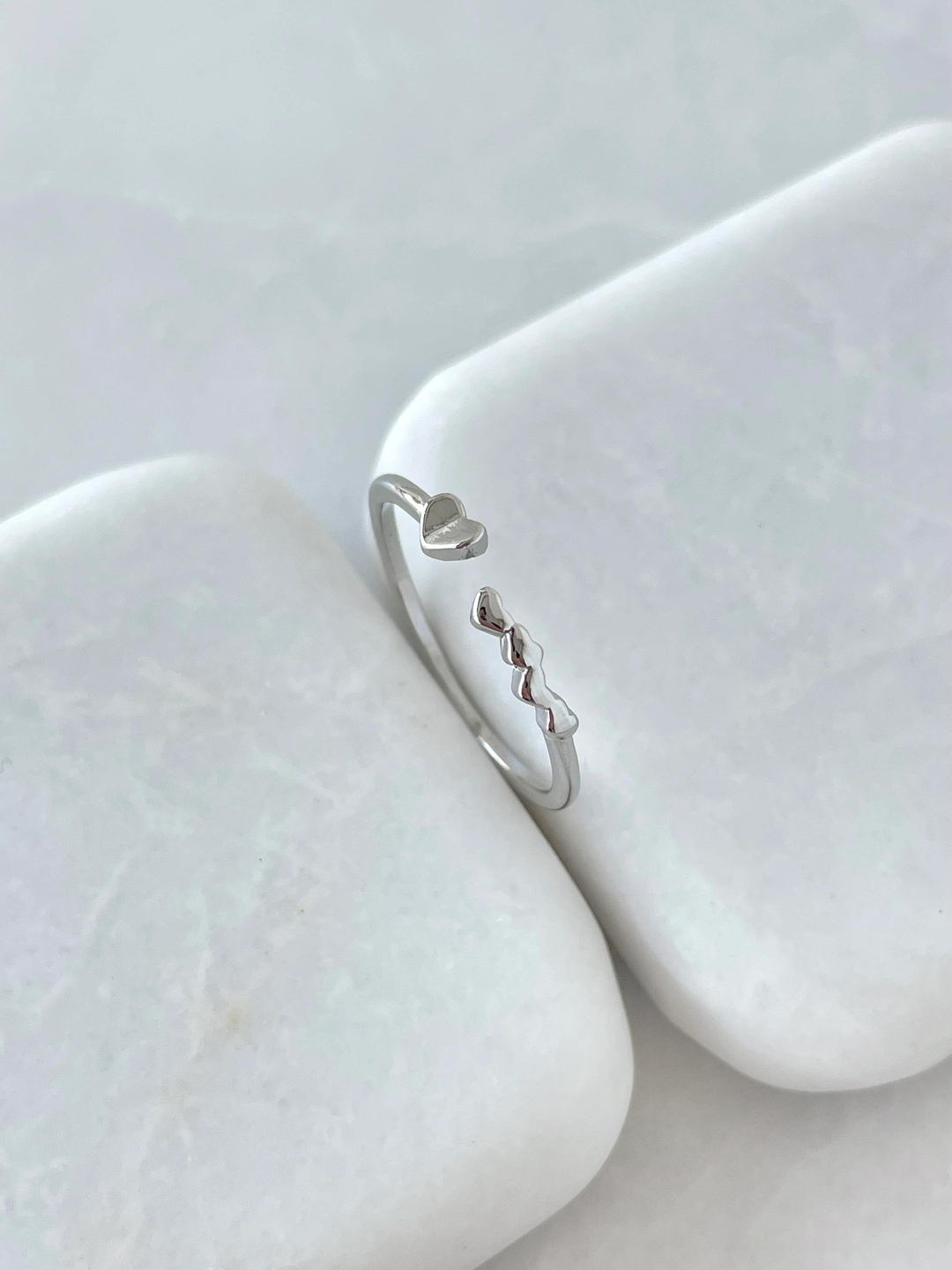 Altın Kaplama Minimal Kalp Birleşim Yüzük Gümüş