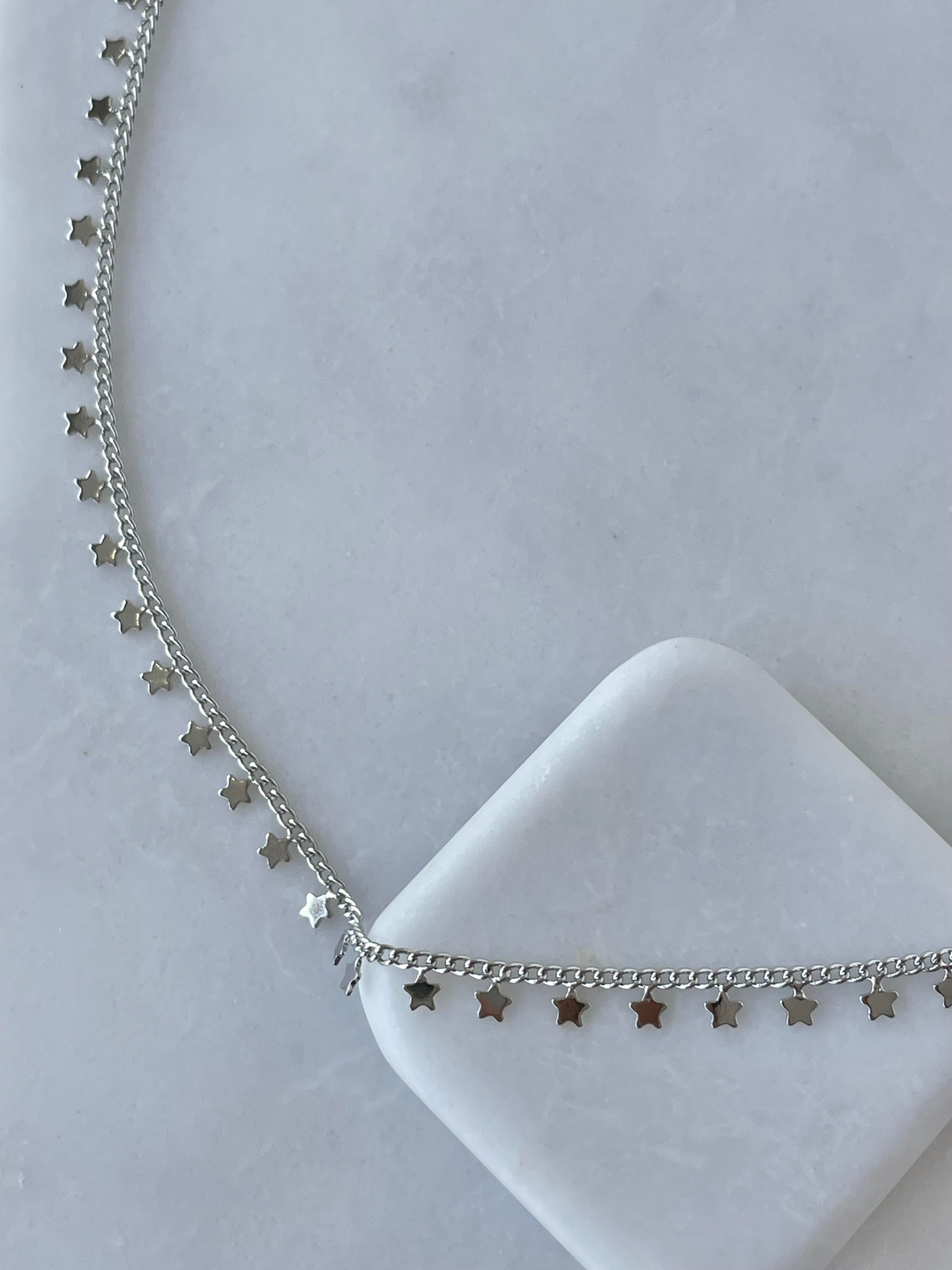 Altın Kaplama Yıldız Sallantılı Zincir Kolye Gümüş