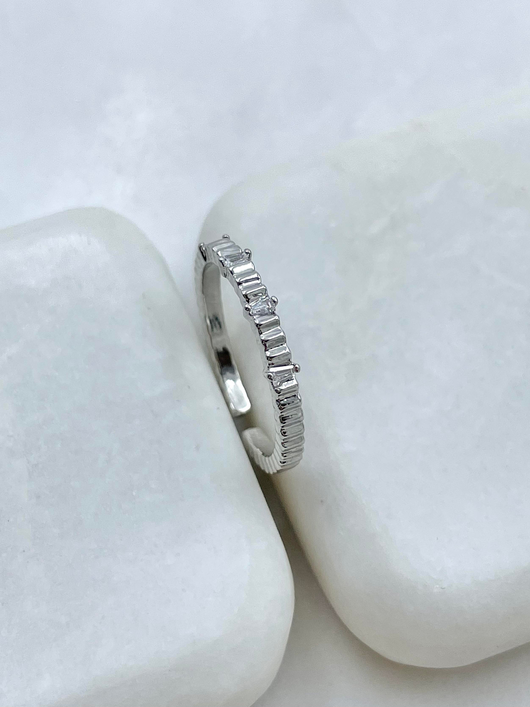 Altın Kaplama Baget Taşlı Merdiven Model Yüzük Gümüş