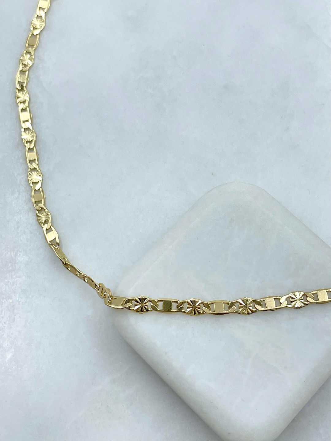 Altın Kaplama Lazer Kesim Zincir Kolye 45 cm Gold