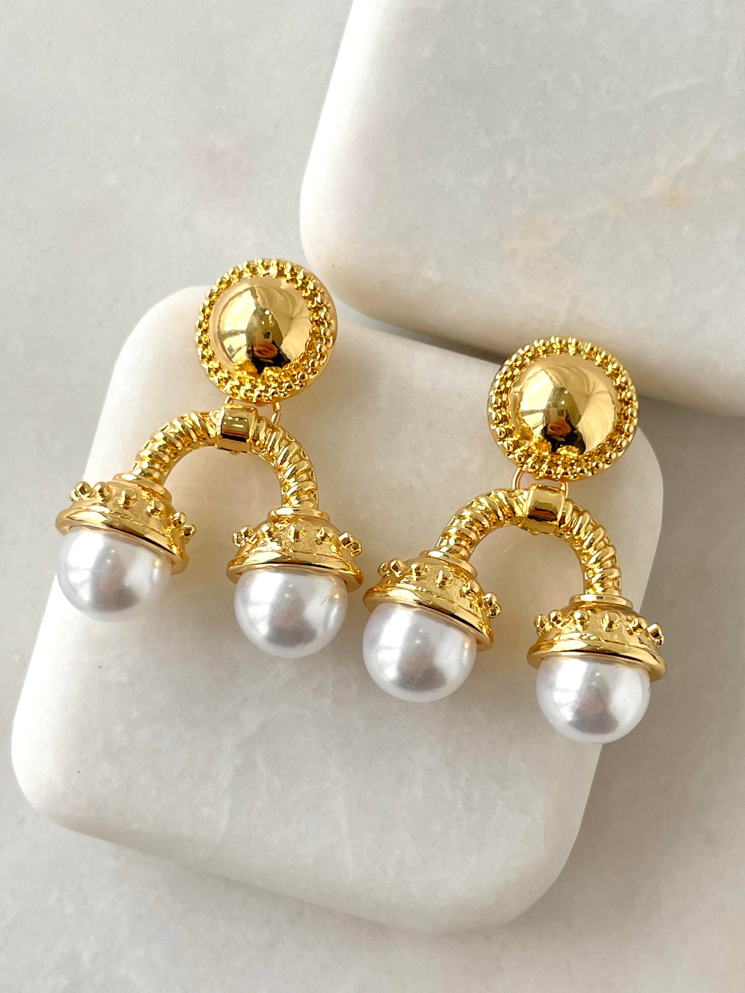 İkili İnci Sallantılı Burgu Küpe