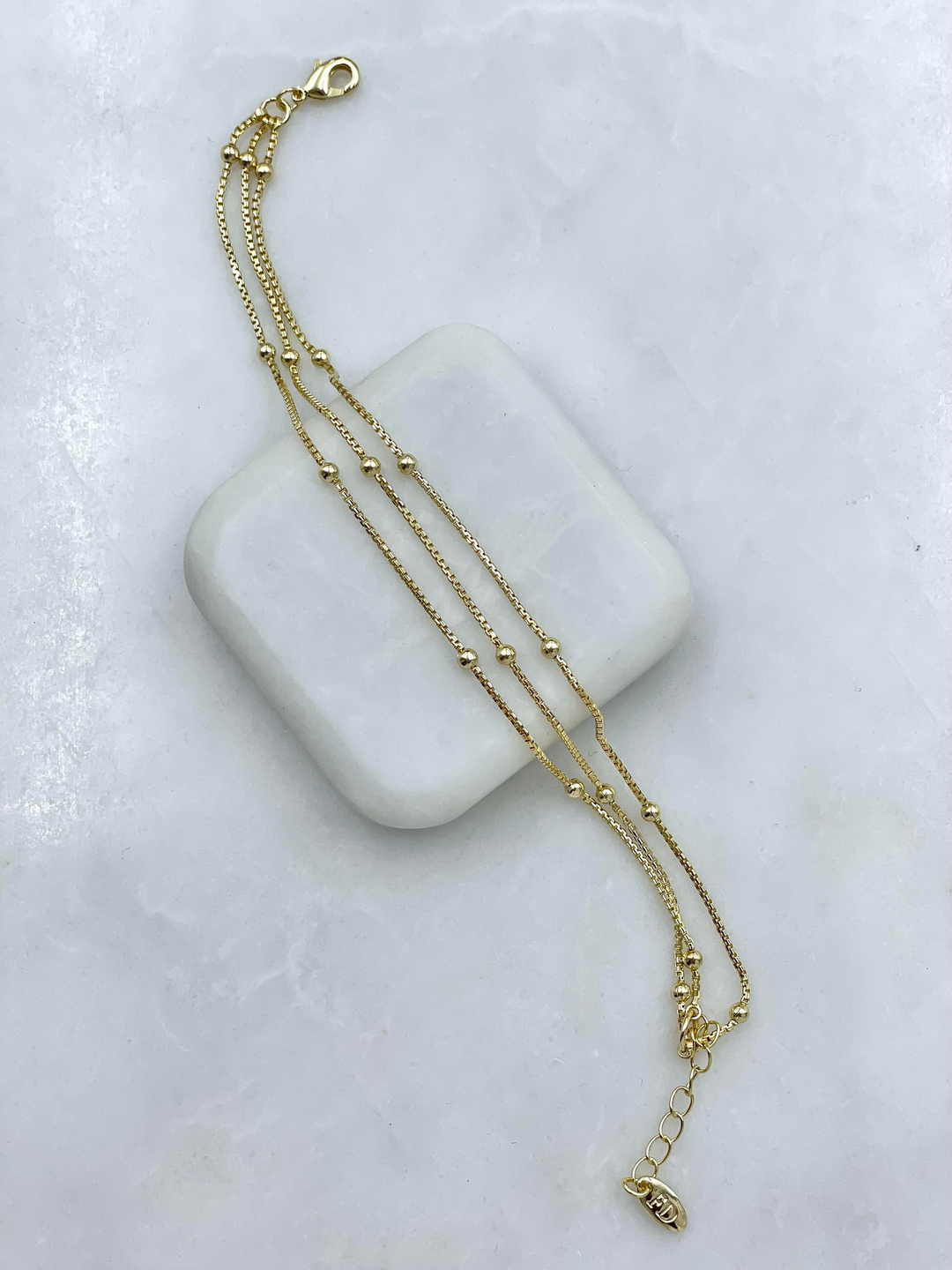 Altın Kaplama Üçlü Topçuk Zincir Bileklik Gold