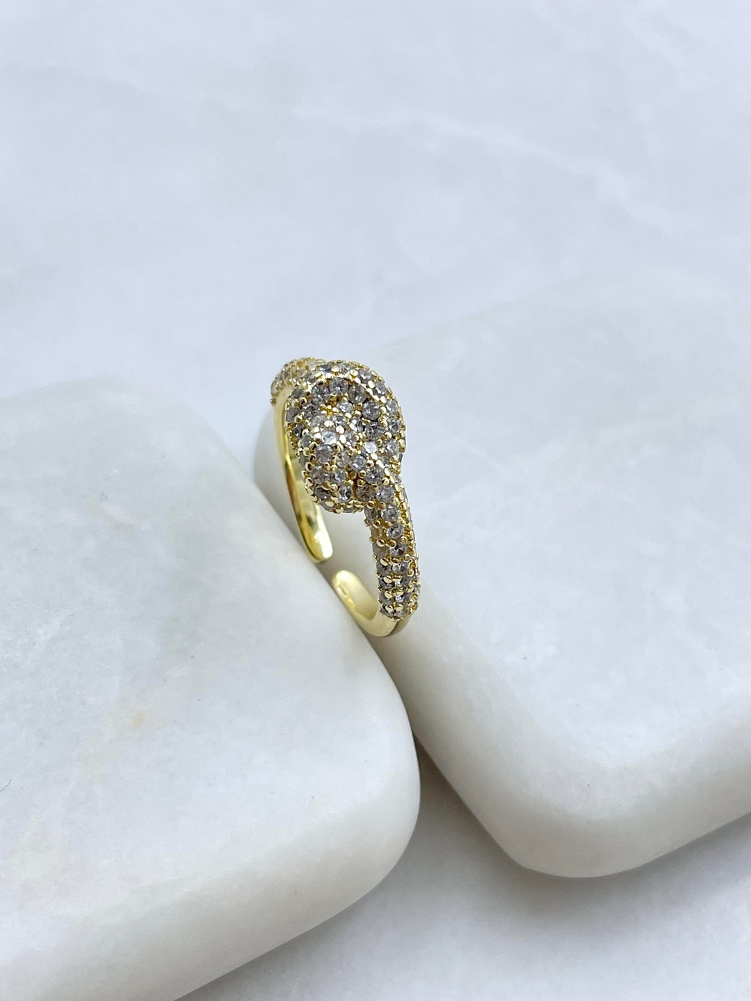 Altın Kaplama Zirkon Taşlı Düğüm Yüzük Gold