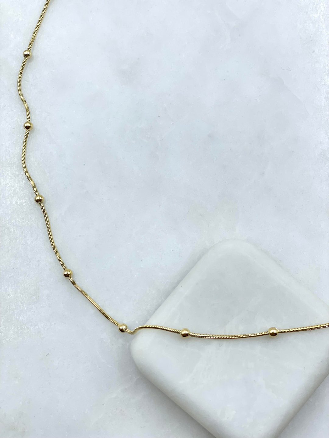 Özel Seri Topçuklu Yılan Zincir Kolye 45 cm Gold