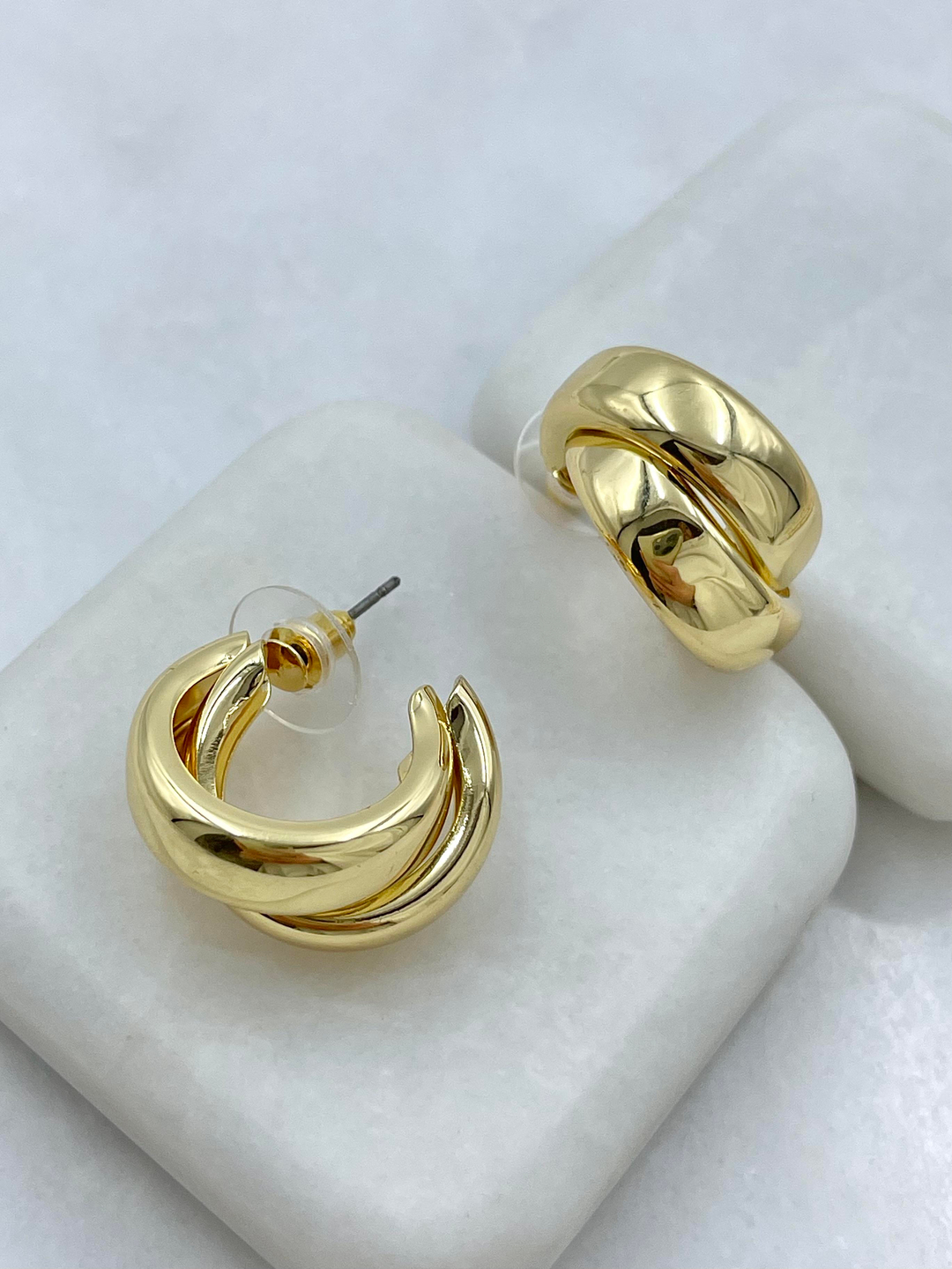 Altın Kaplama Bombe Sarmal Küpe Gold