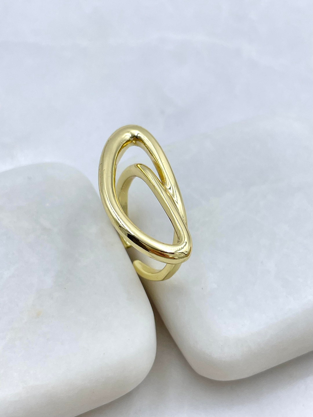 Altın Kaplama İçi Boş Asimetrik Yüzük Gold