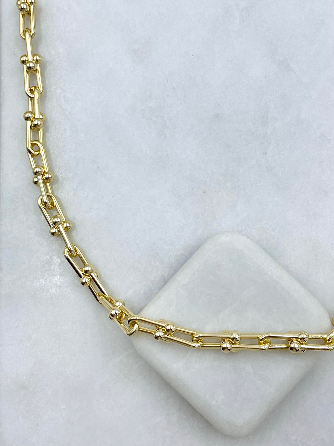 Altın Kaplama Topçuk Zincir Tasarım Kolye Gold