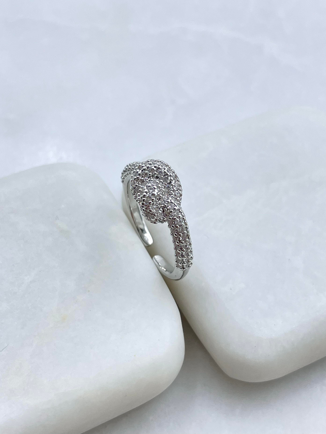 Altın Kaplama Zirkon Taşlı Düğüm Yüzük Gümüş