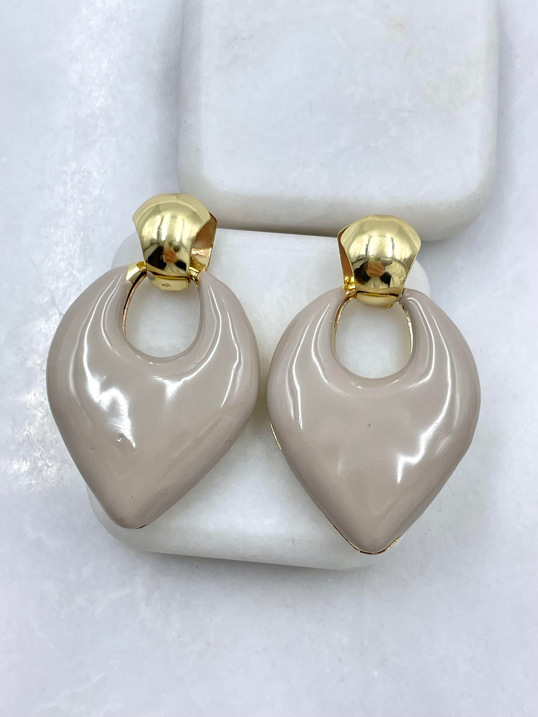 Altın Kaplama Yaprak Model Vintage Küpe Vizon