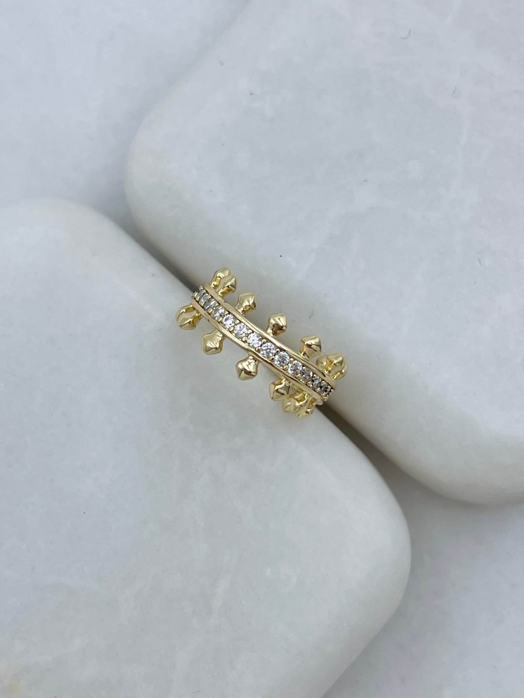 Altın Kaplama Zirkon Taşlı Tasarım Kıkırdak Küpe Gold