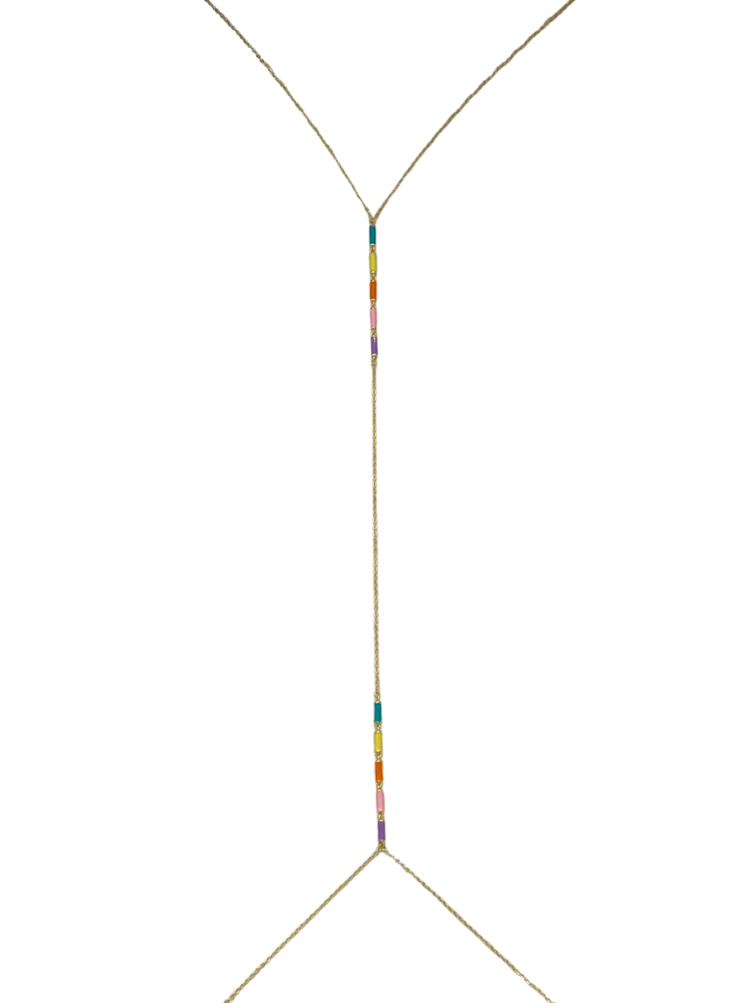 Altın Kaplama Renkli Mineli Vücut Zinciri Gold