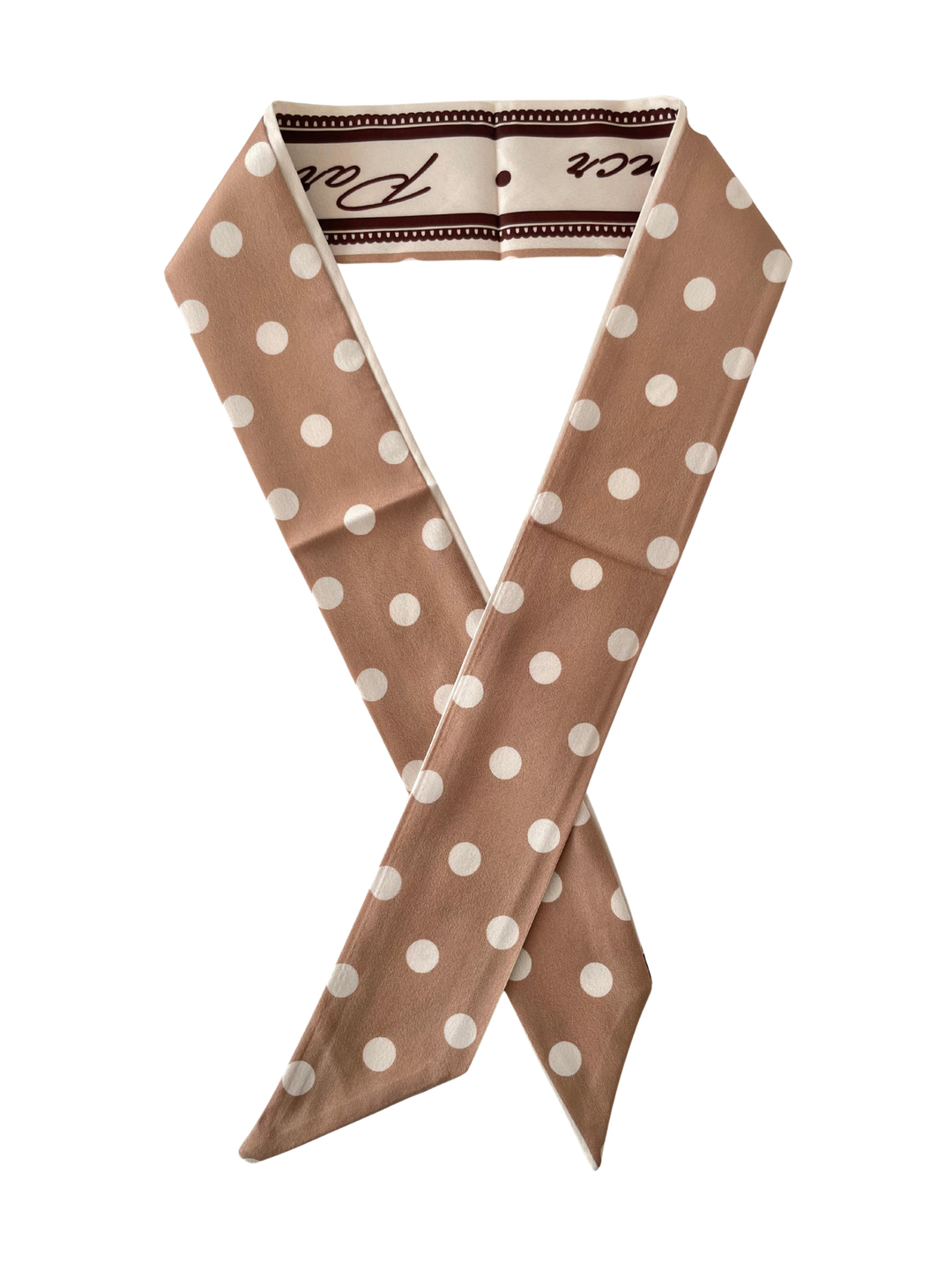 Puantiye Desenli Bej Bandana Fular Renkli