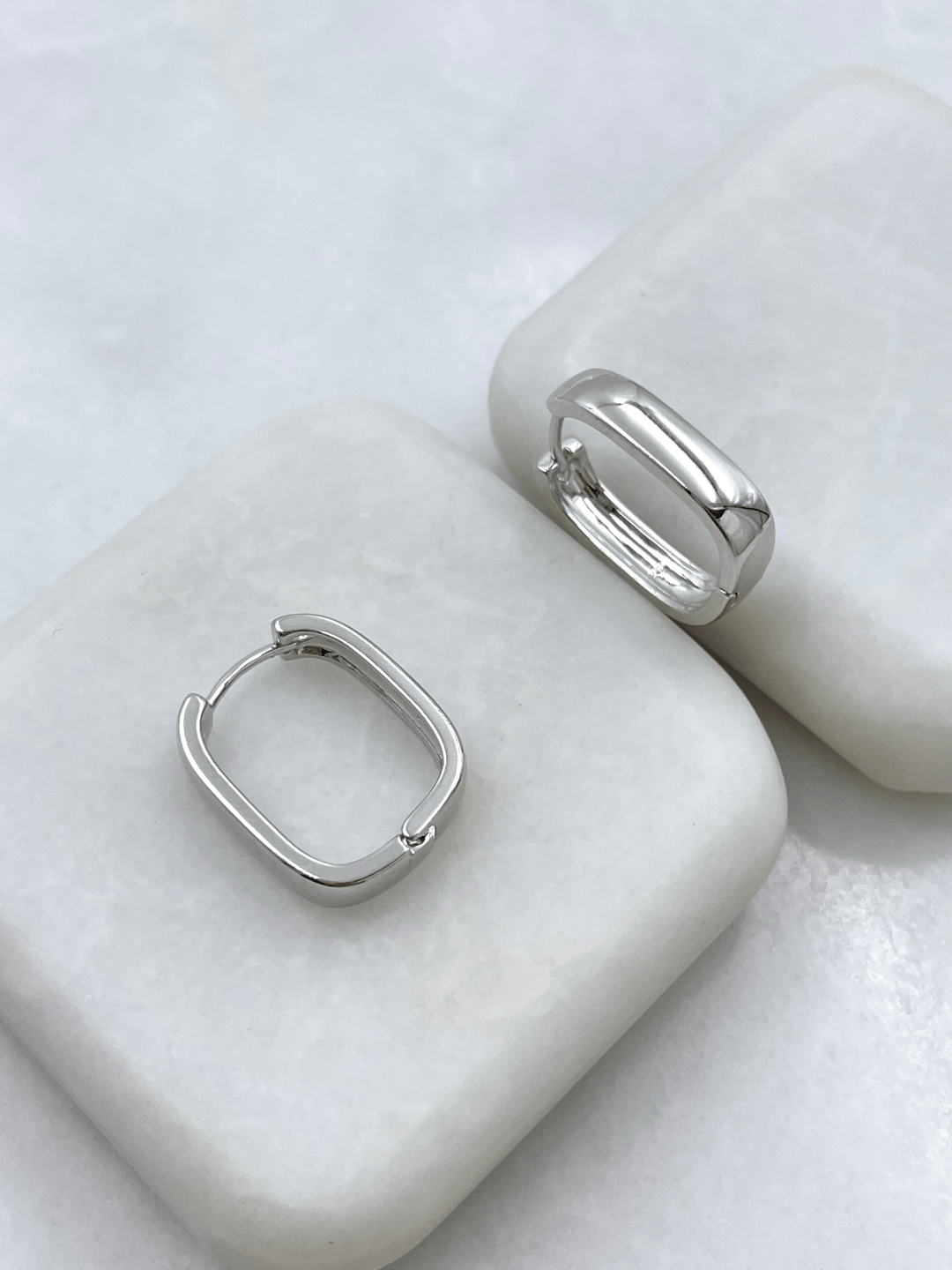 Özel Seri Köşeli Dikdörtgen Küpe Gümüş