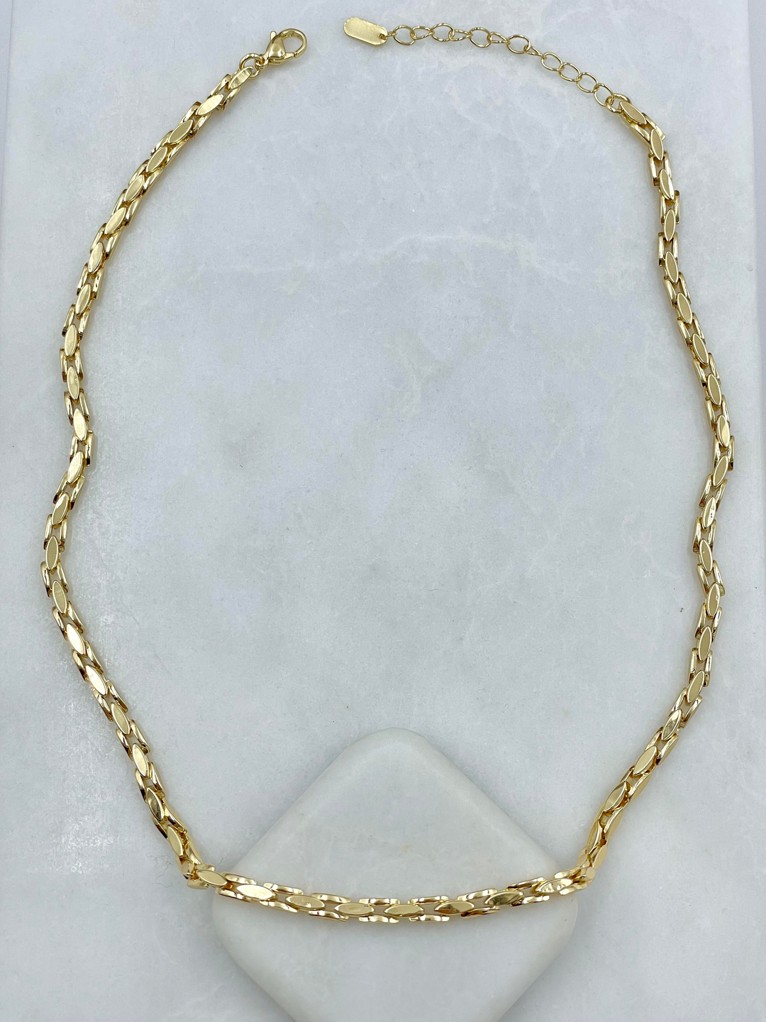 Altın Kaplama Yansımalı Yılan Zincir Kolye 45 cm Gold