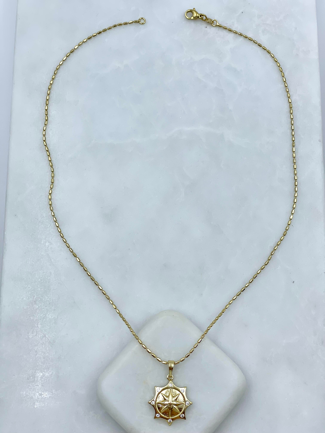 Özel Seri Kristal Taşlı Kuzey Yıldızı Model Kolye 45 cm Gold