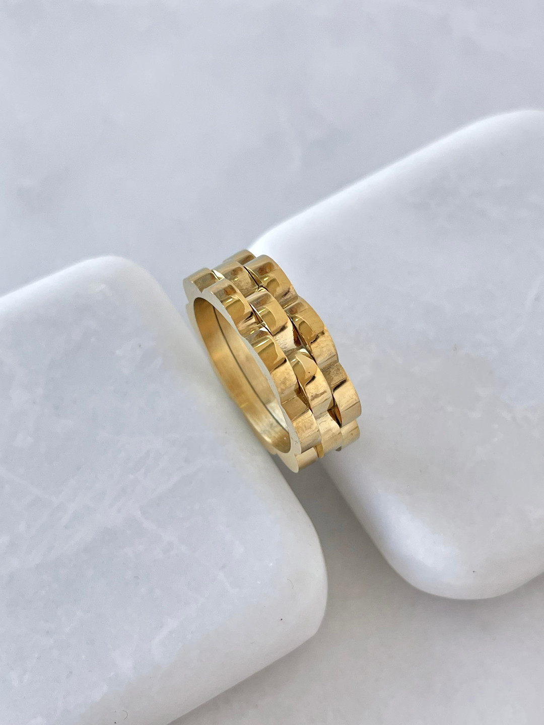 Çelik Kordon Model Yüzük Gold