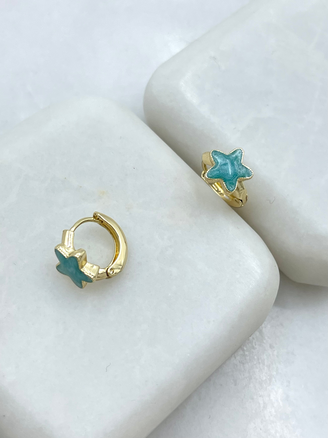 Özel Seri Mineli Yıldız Küpe Mavi