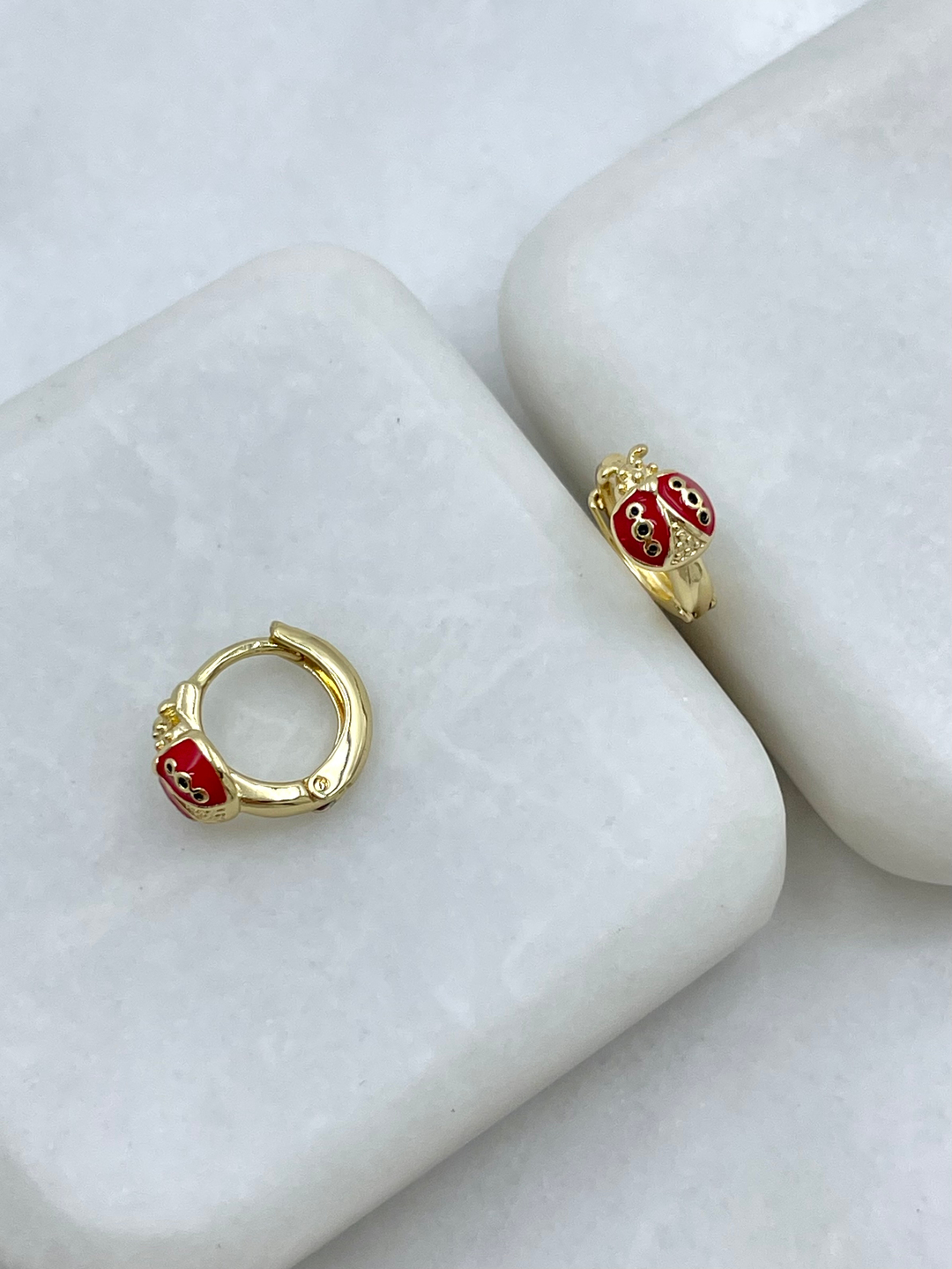 Özel Seri Uğur Böceği Halka Küpe Gold