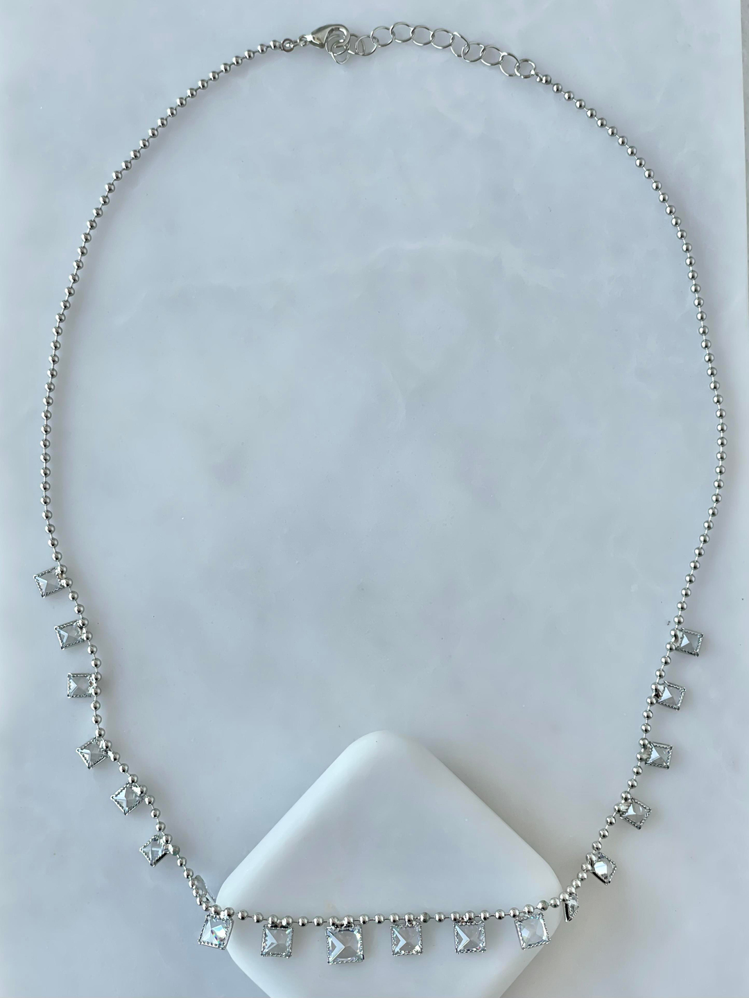 Altın Kaplama Kare Kristal Taş Sallantılı Kolye Gümüş