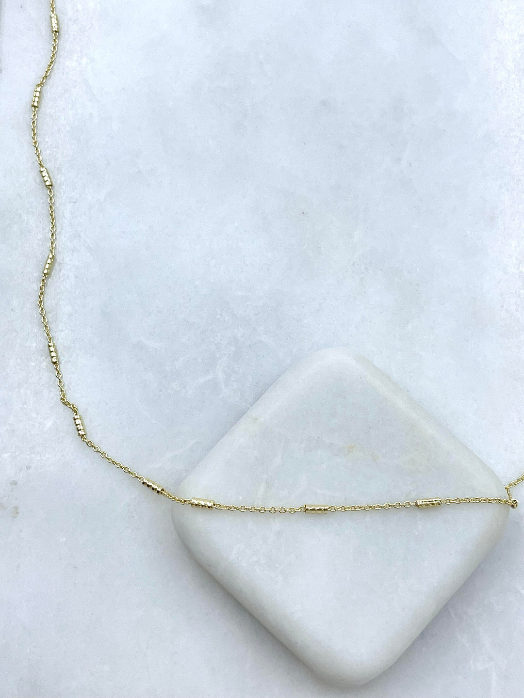 Altın Kaplama Boru Boncuk Zincir Kolye Gold