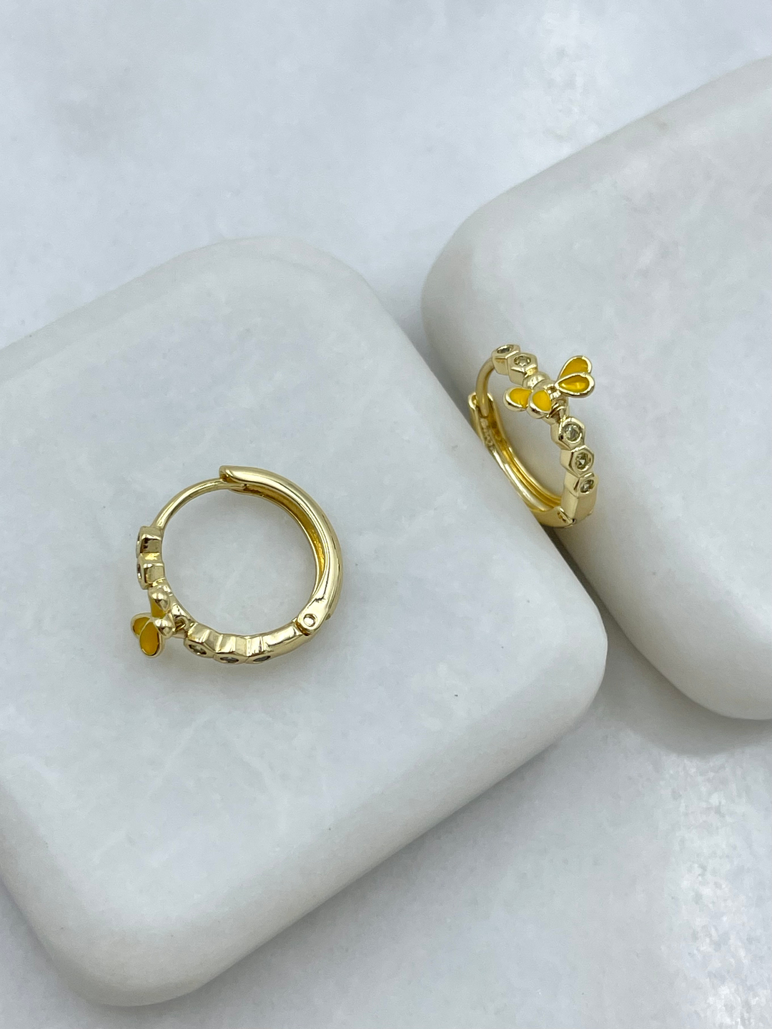 Özel Seri Dizi Altıgen Halka Küpe Gold