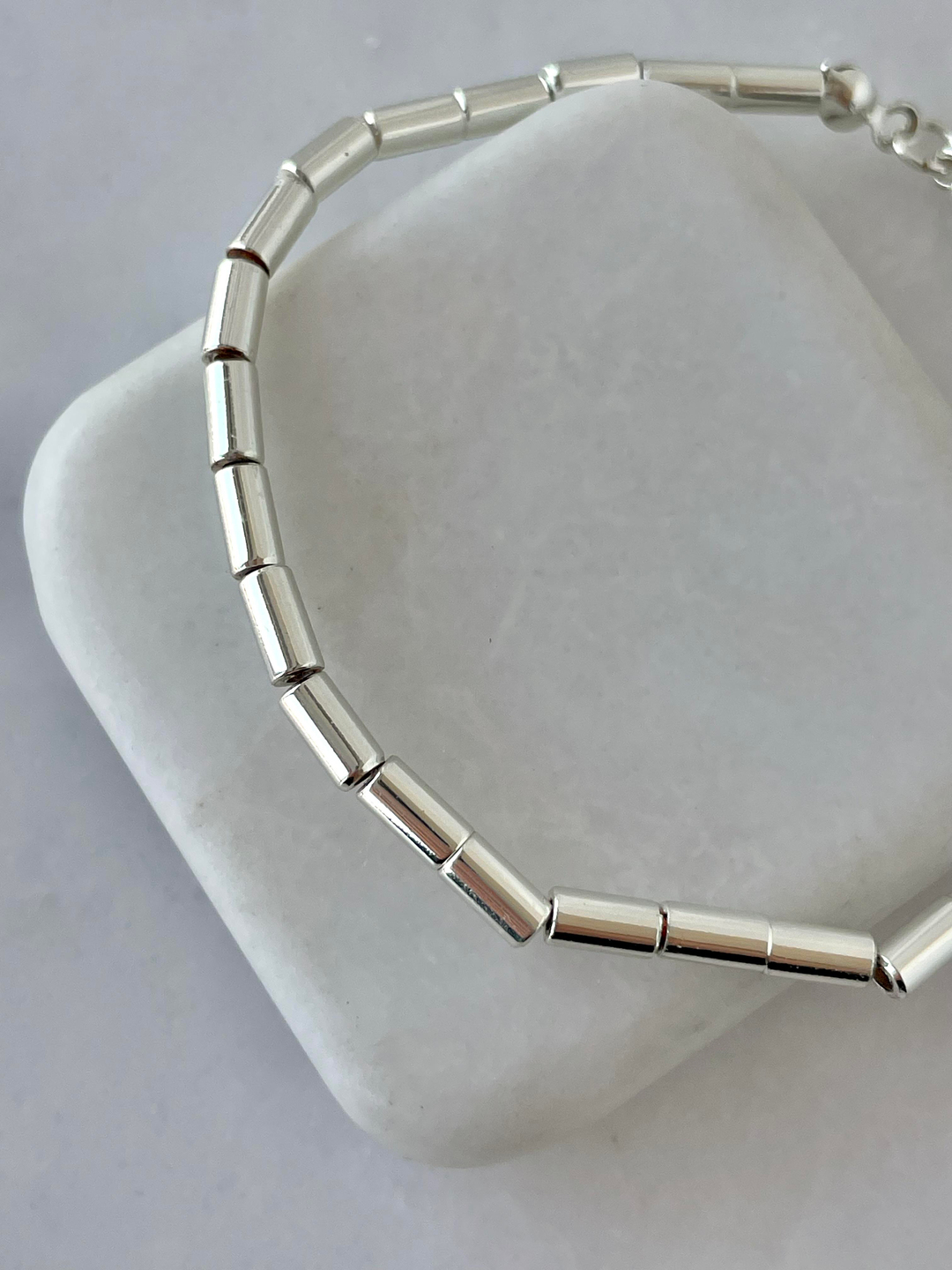 Boru Silindir Bileklik Gümüş