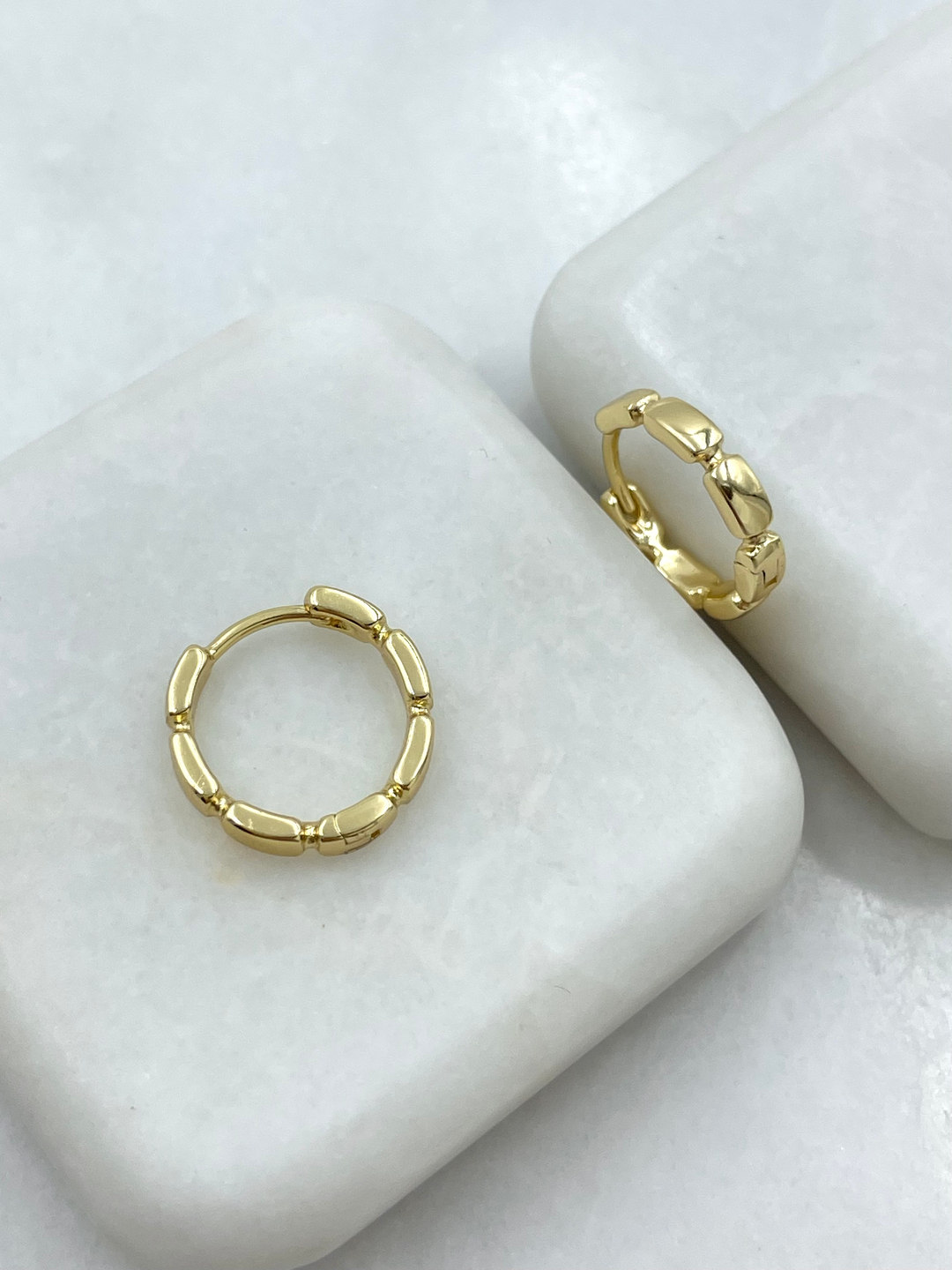 Özel Seri Dizi Dikdörtgen Halka Küpe Gold