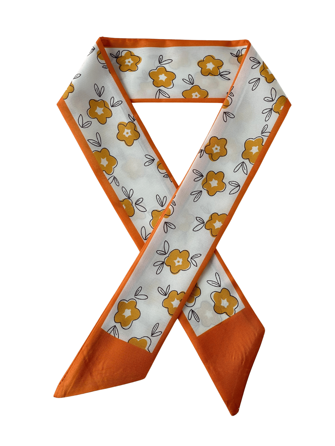 Çiçek Desenli Turuncu Bandana Fular Renkli