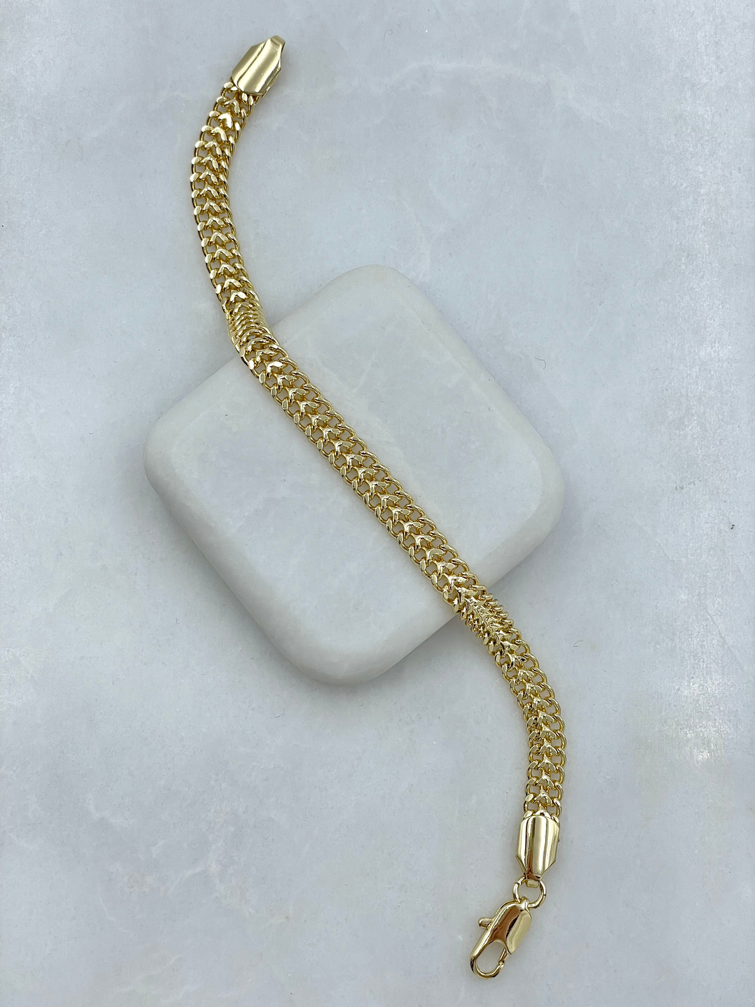 Altın Kaplama İkili Zincir Bileklik Gold