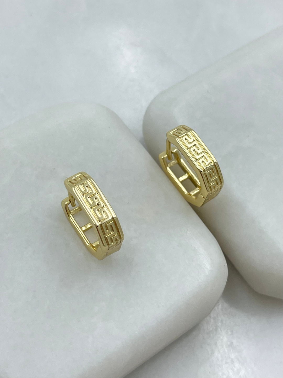 Özel Seri Köşeli Etnik Desen Küpe Gold