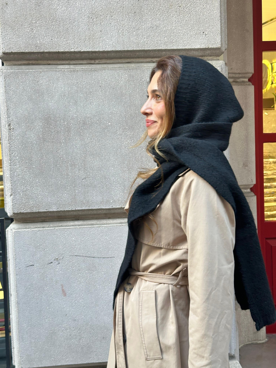 Kapüşonlu Tek Parça Atkı Siyah