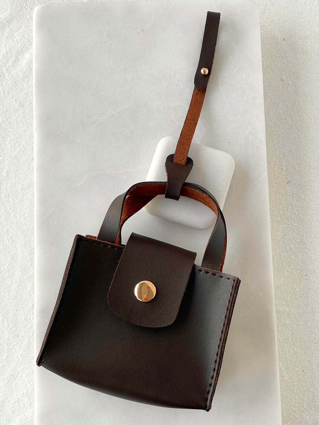 Suni Deri Çanta Aksesuarı Acı Kahve