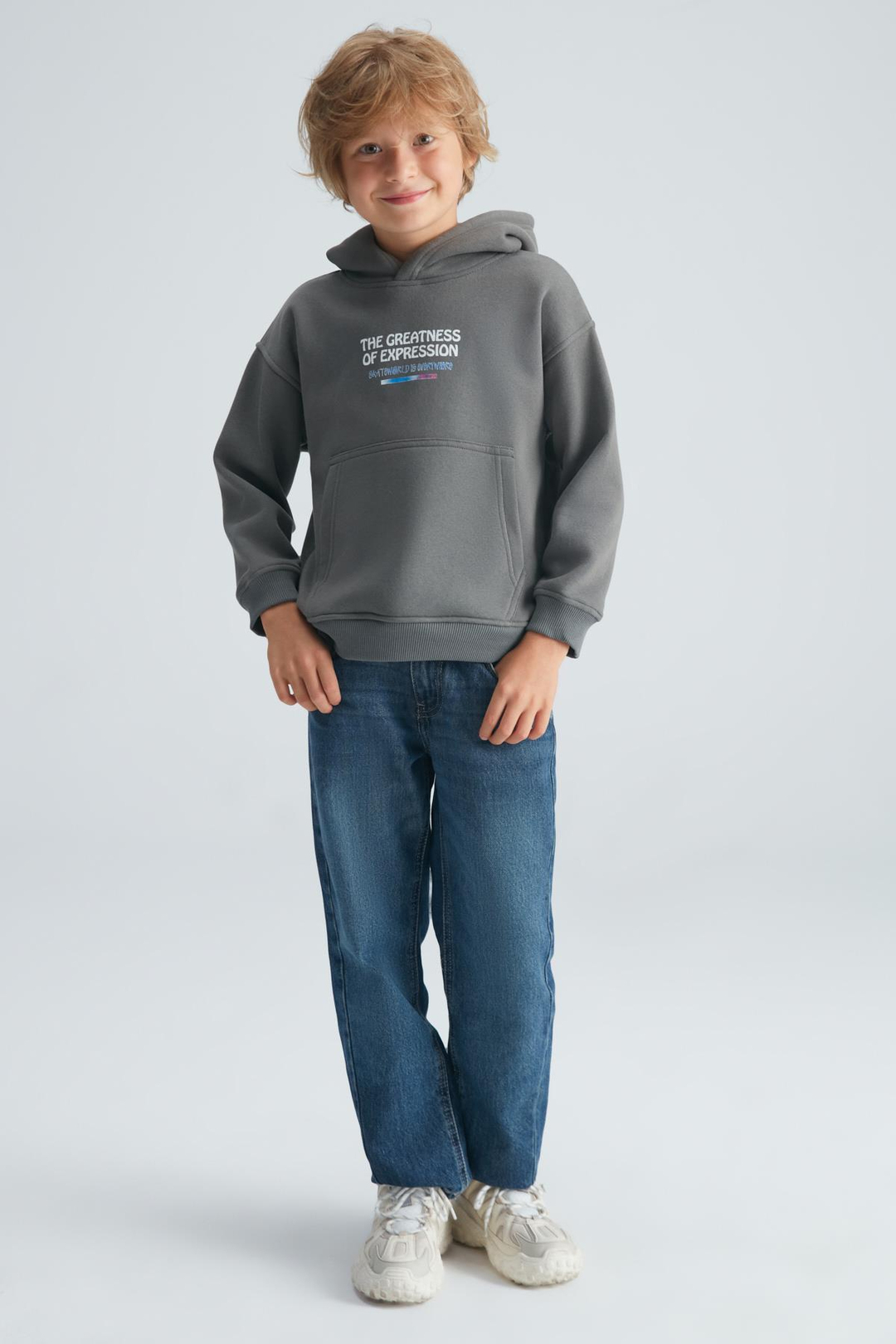 ADEM Basic Comfort Antrasit Tekli Sweatshirt