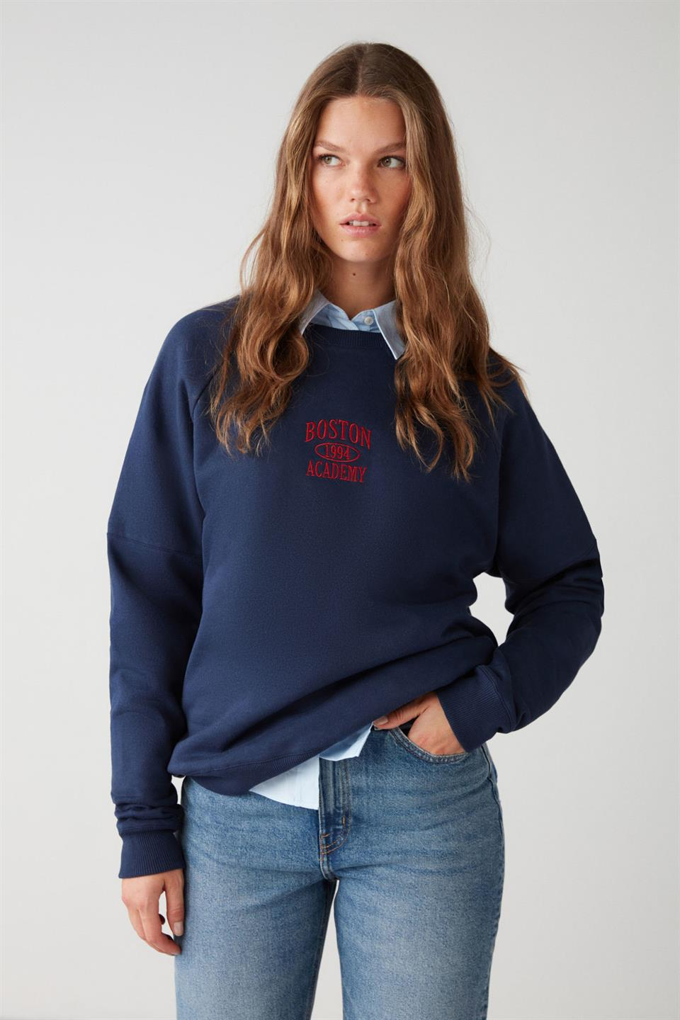 ADRIELLE Örme Relaxed Lacivert  Sweatshirt