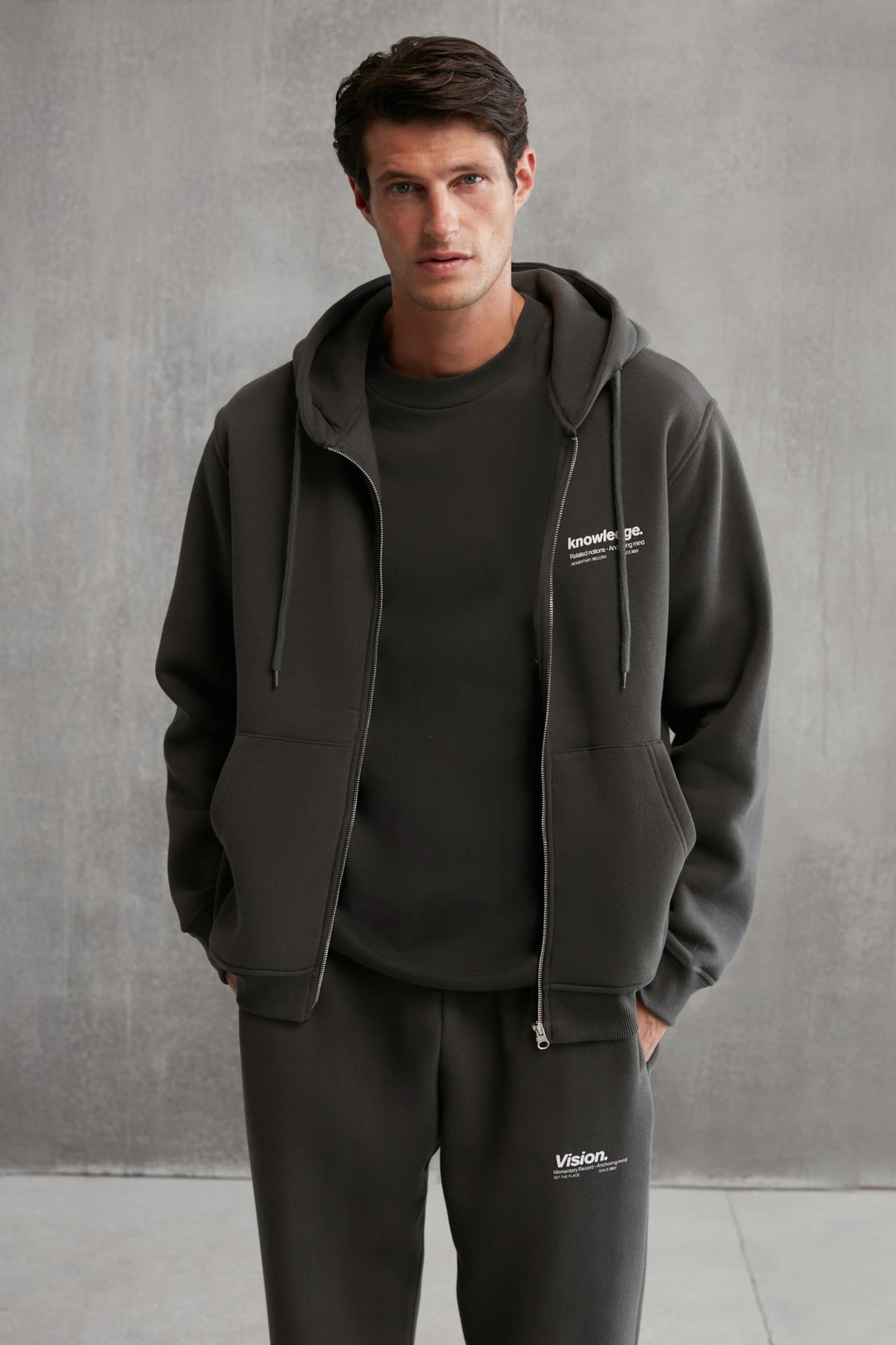 AKSEL  Oversize Koyu Gri Tekli Sweatshirt