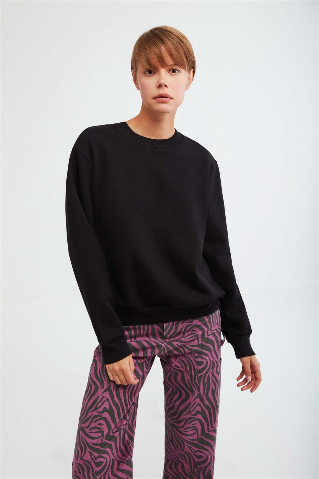ALFA Örme Oversize Siyah  Sweatshirt