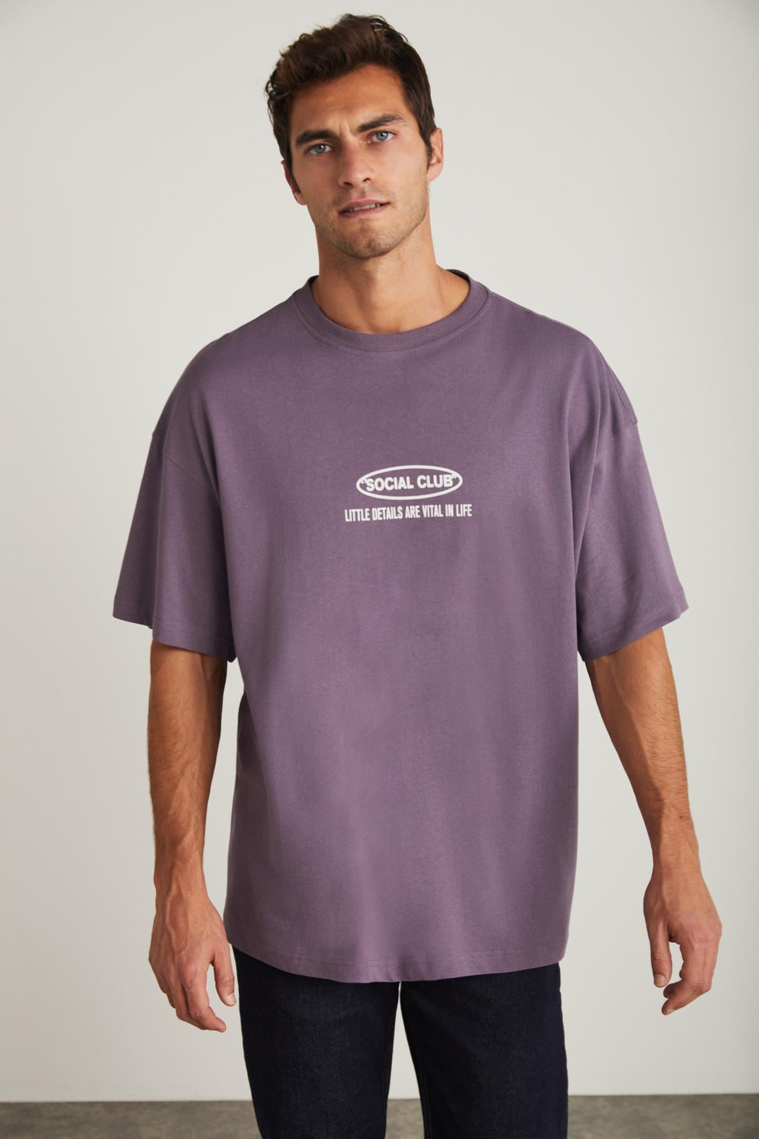 ALFONSO  Oversize Mor Tekli T-Shirt