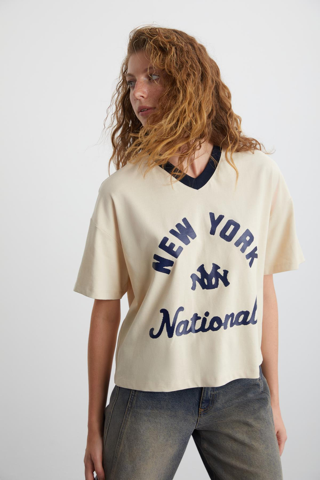 ALISIA Basic Regular Bej Tekli T-Shirt