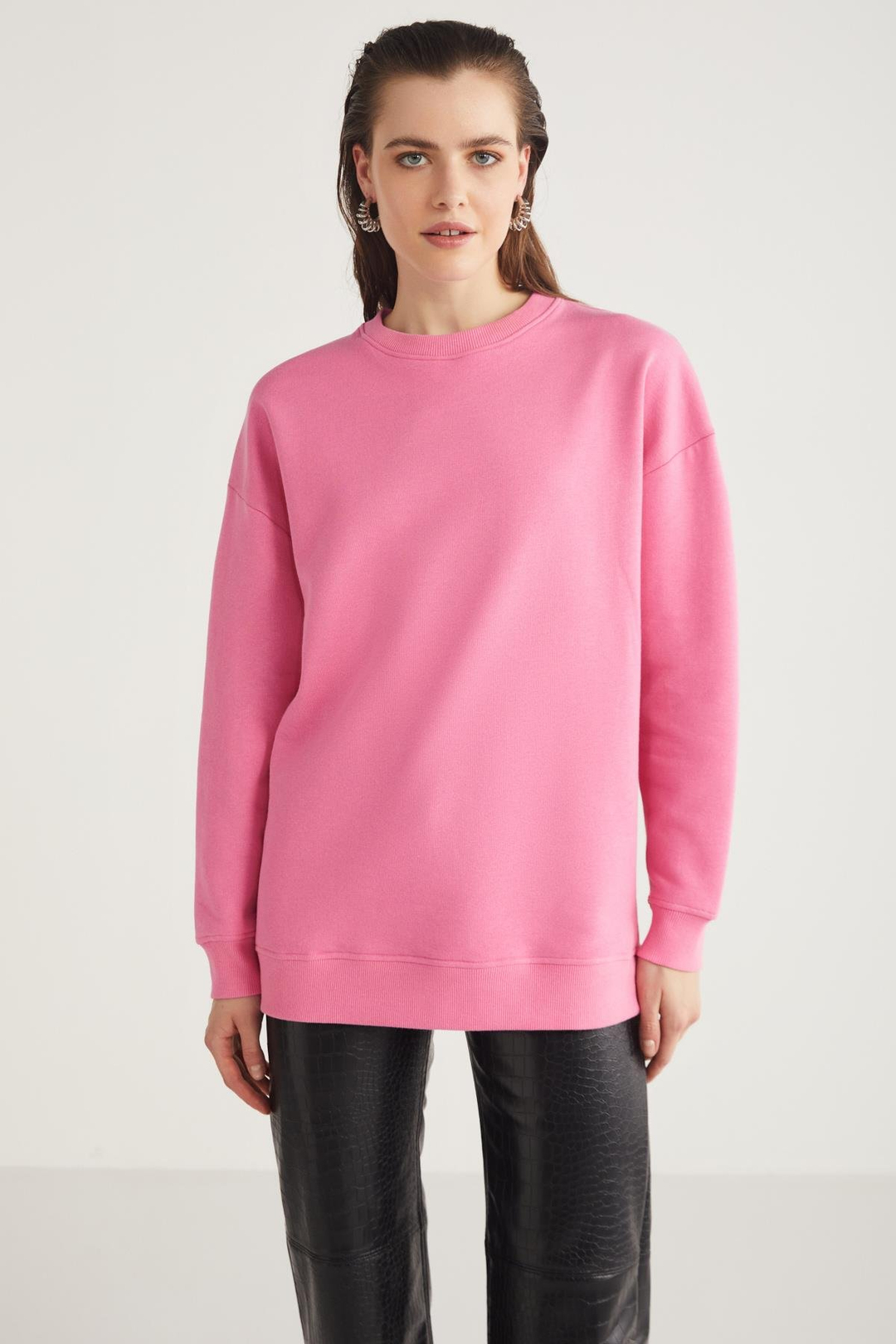 ALLYS  Oversize Pembe Tekli Sweatshirt