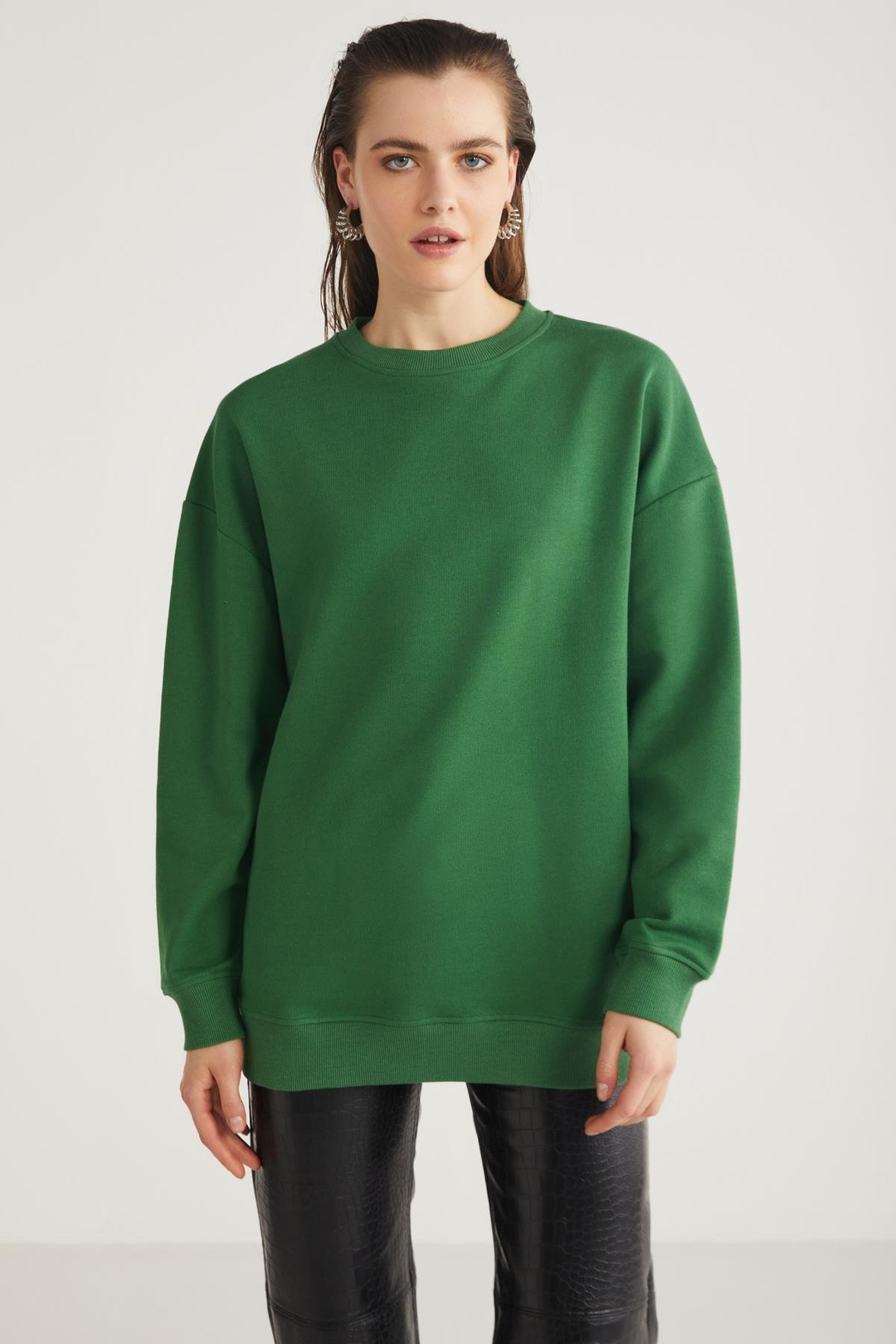 ALLYS  Oversize Yeşil Tekli Sweatshirt